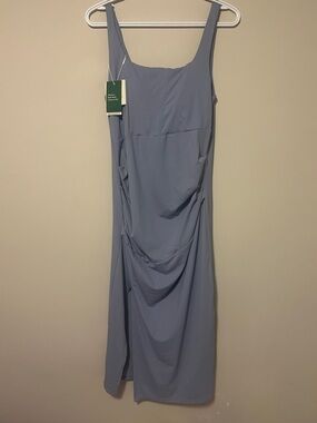 HALARA Sleeveless Asymmetrical Slip Dress in Dusty Blue